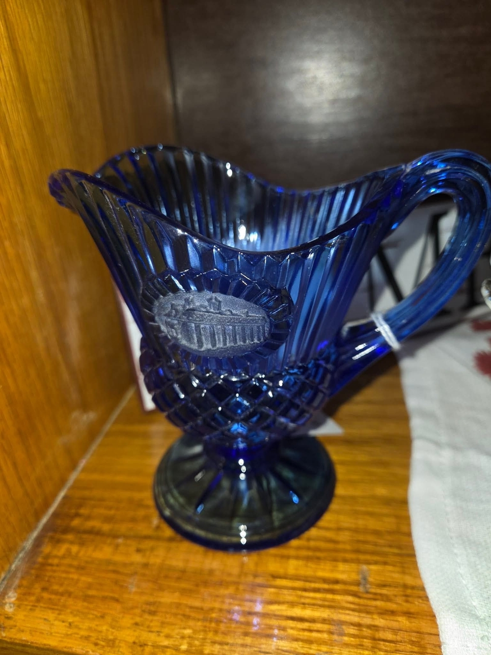 AVON Cobalt Blue Glass Pitcher Vase - Decorative Home Art